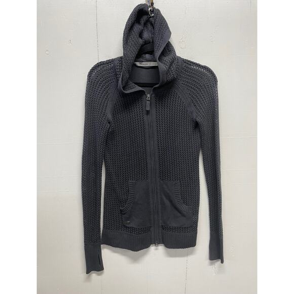 Athleta Jackets & Blazers - Athleta Women's Lightweight Sweater Jacket Activewear Small Charcoal Gray Hood